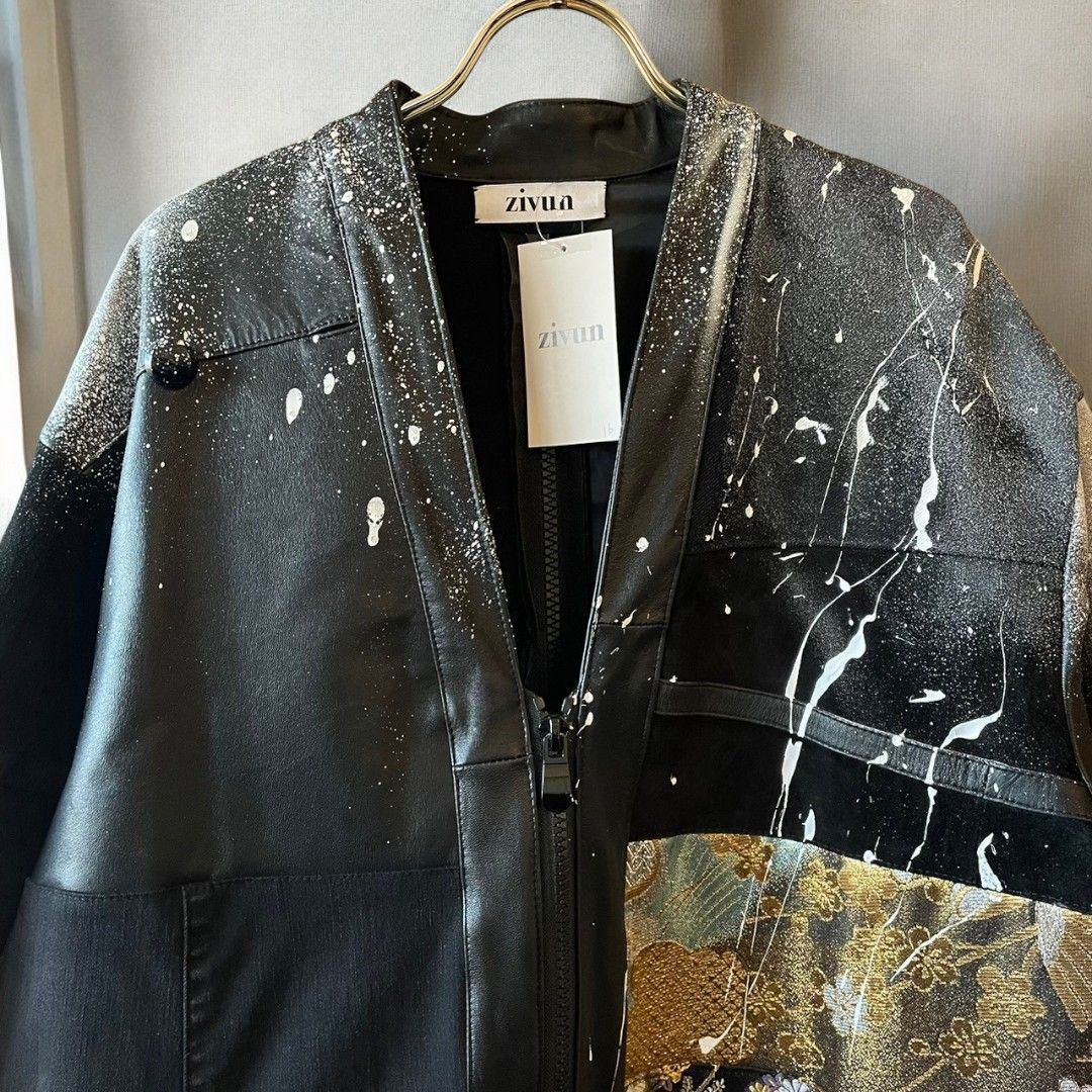 Leather coat, long coat, women's, men's, unisex, reconstructed, remade, denim, distressed, obi, paint, Ao Miyasaka recollect Ariake Garden store