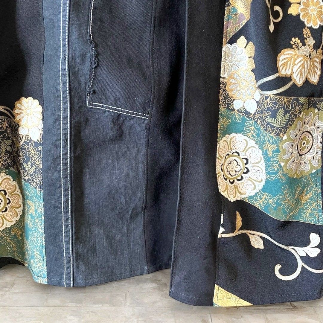 kimono rebuild shirt 有明ガーデンrecollect店 着物 シャツ オーバーサイズ 黒留袖 再構築 リメイク remake ks-0001