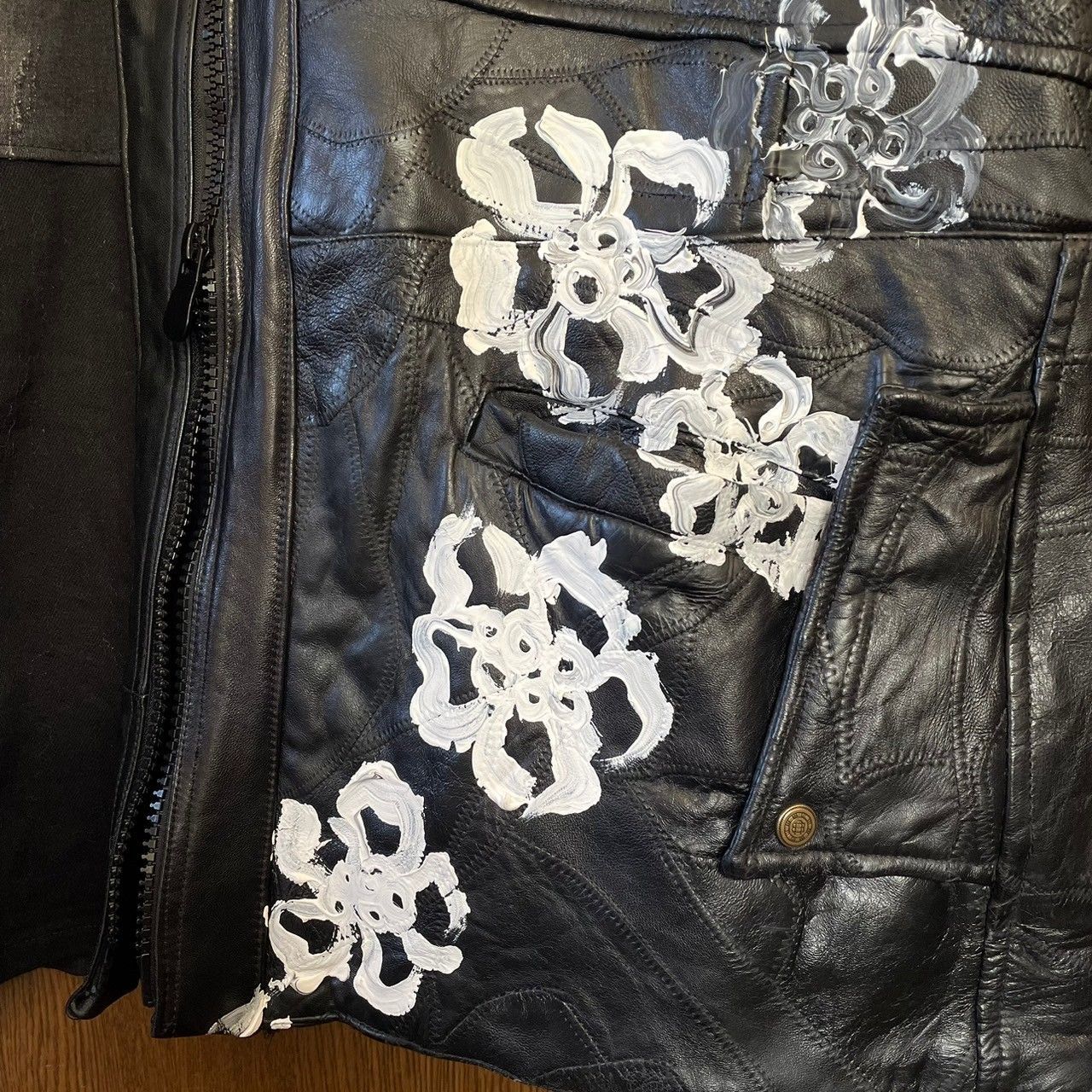 レザーコート ロングコート レディース メンズ ユニセックス 再構築 リメイク デニム ダメージ 帯 ペイント Ao Miyasaka recollect有明ガーデン店