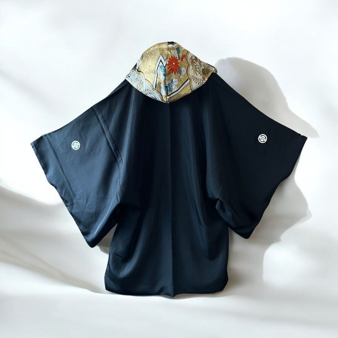Hoodie Parka Kimono Obi Zip Women's Men's Oversized Remake Kimono Long Hoodie Black Recollect Ariake Garden Store