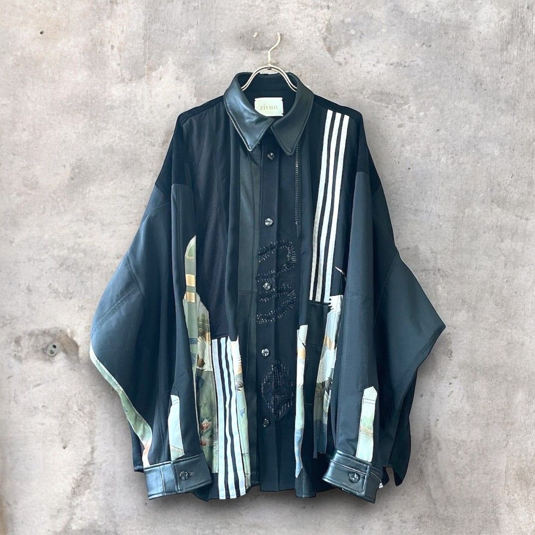 kimono rebuild shirt 有明ガーデンrecollect店 着物 シャツ オーバーサイズ 黒留袖 再構築 リメイク remake ks-0002