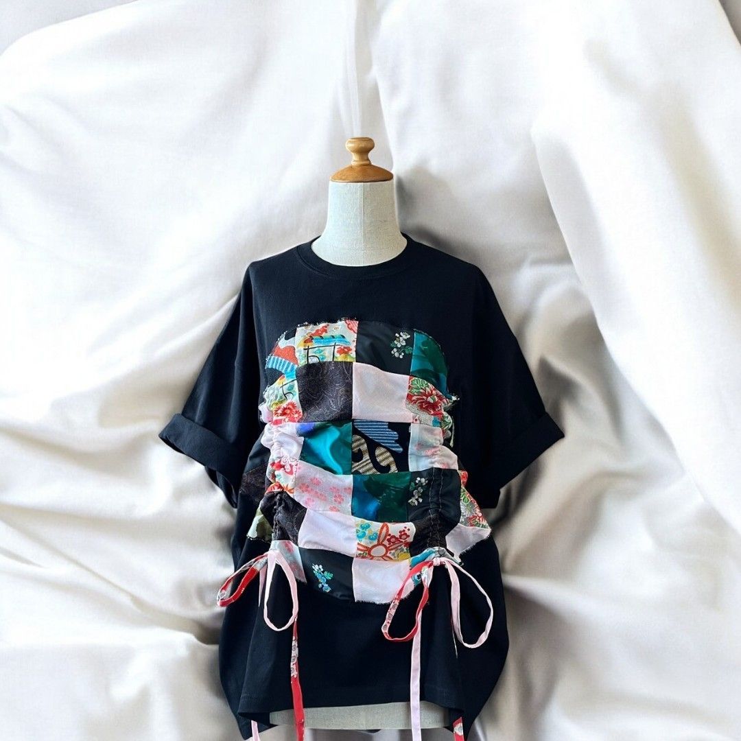 T-shirts for women, men, unisex, oversized, remade, reconstructed, black, recollect Ariake Garden Store
