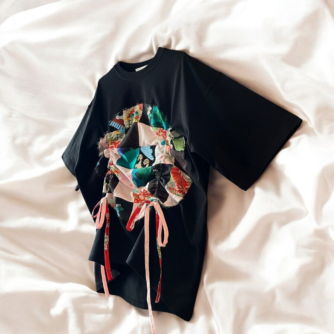 T-shirts for women, men, unisex, oversized, remade, reconstructed, black, recollect Ariake Garden Store