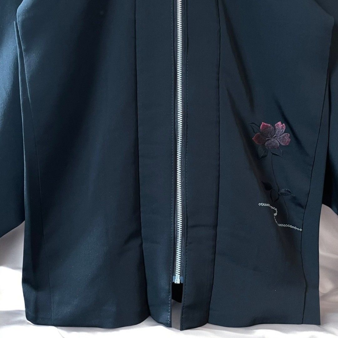 Hoodie Parka Kimono Obi Zip Women's Men's Oversized Remake Kimono Hoodie 2 Black Recollect Ariake Garden Store