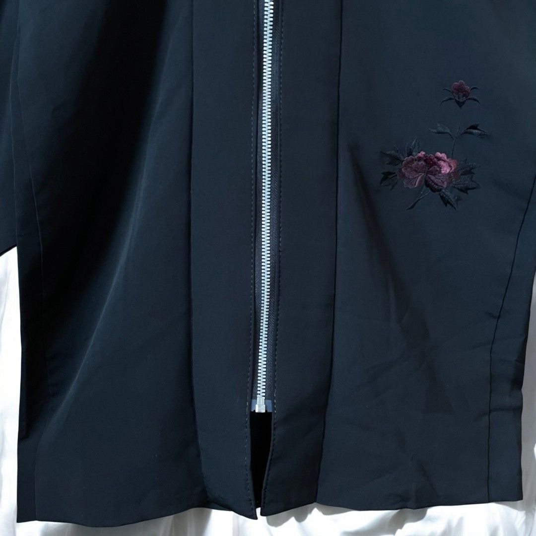 Hoodie Parka Kimono Obi Zip Women's Men's Oversized Remake Kimono Hoodie Black Recollect Ariake Garden Store