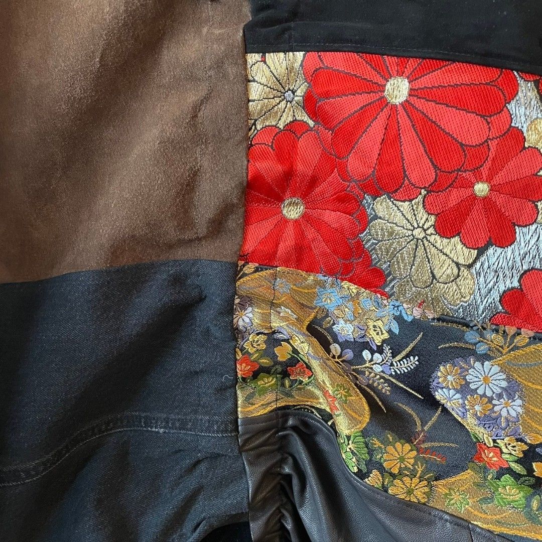 コート ユニセックス メンズ レディース リメイク 着物 帯 黒 ブラック 再構築kimono gown coat recollect有明ガーデン店