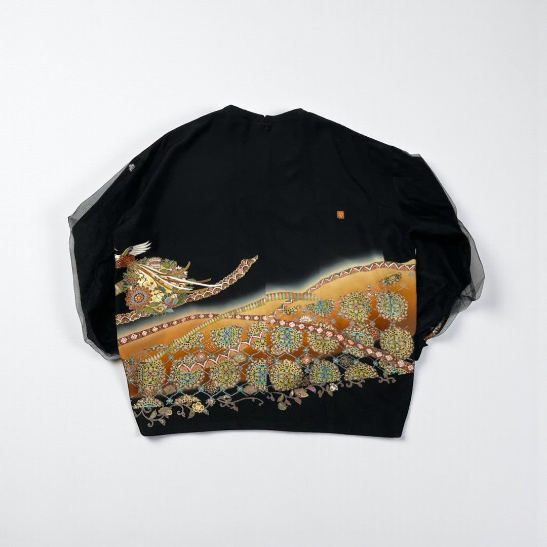 kimono tomesode phoenix tulle blouse