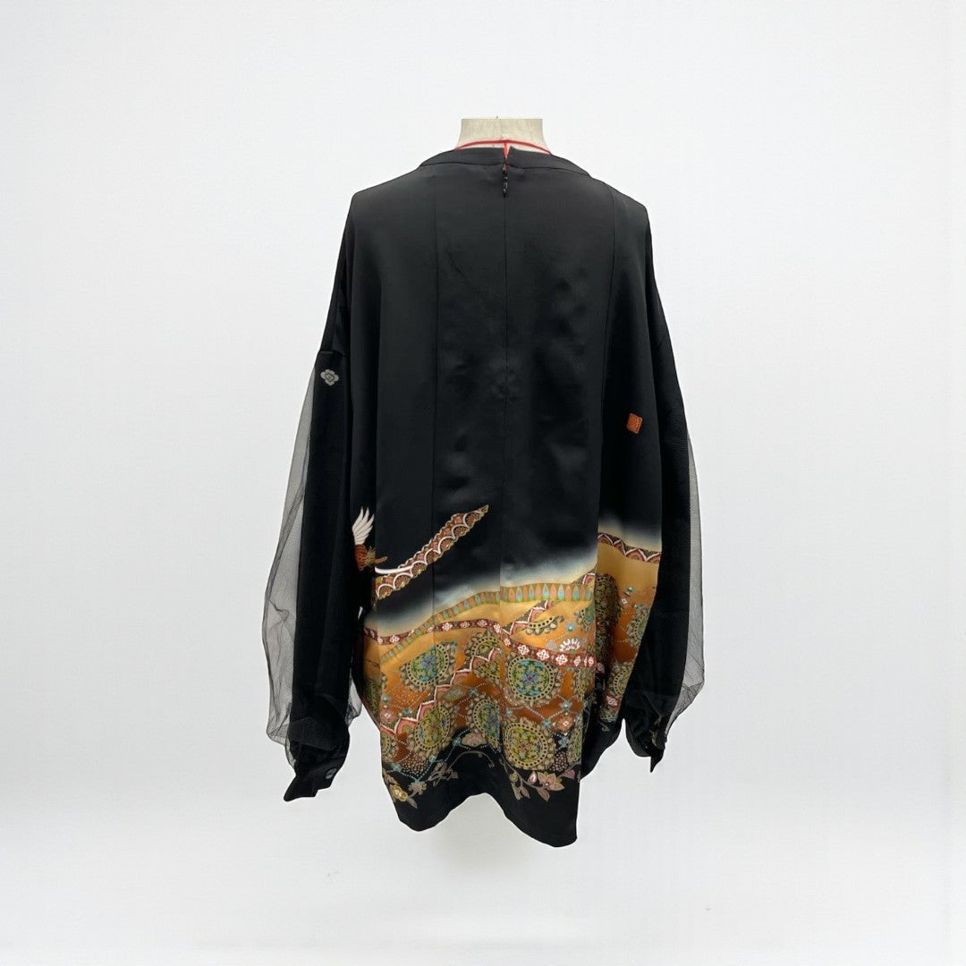 kimono tomesode phoenix tulle blouse