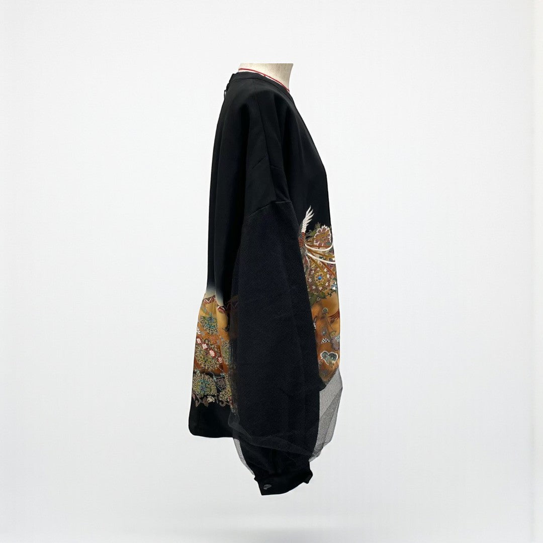 kimono tomesode phoenix tulle blouse