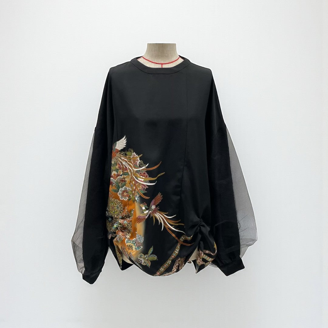 kimono tomesode phoenix tulle blouse