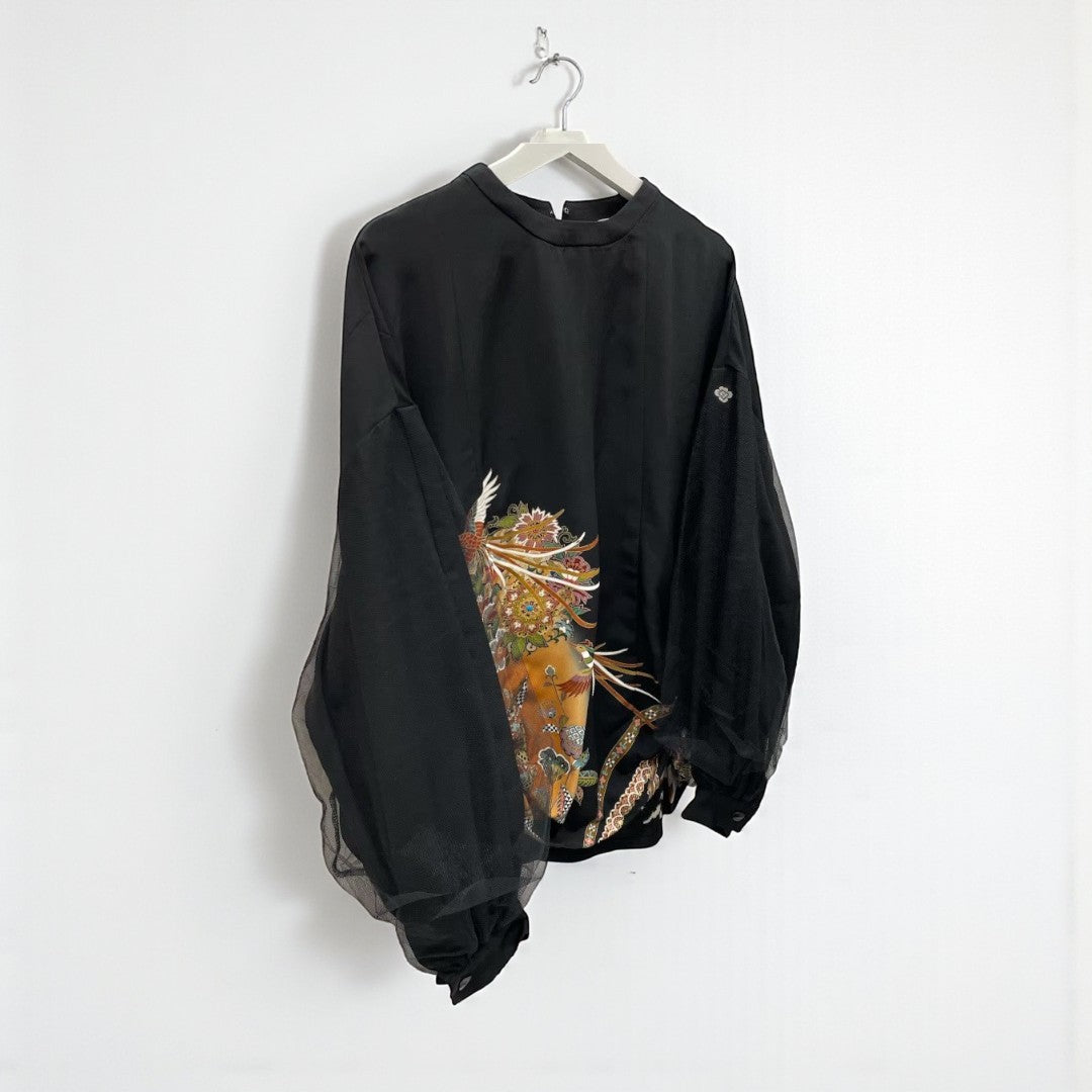 kimono tomesode phoenix tulle blouse
