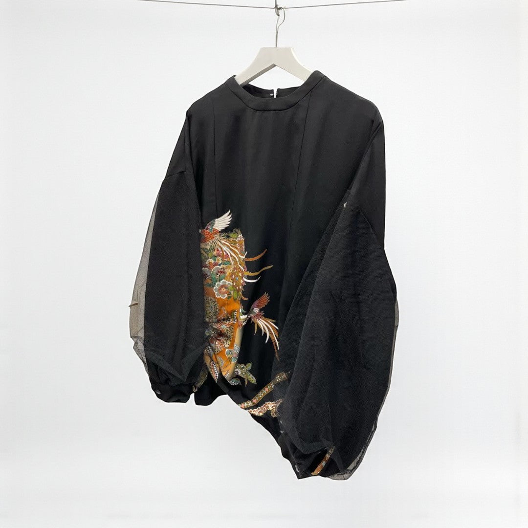 kimono tomesode phoenix tulle blouse
