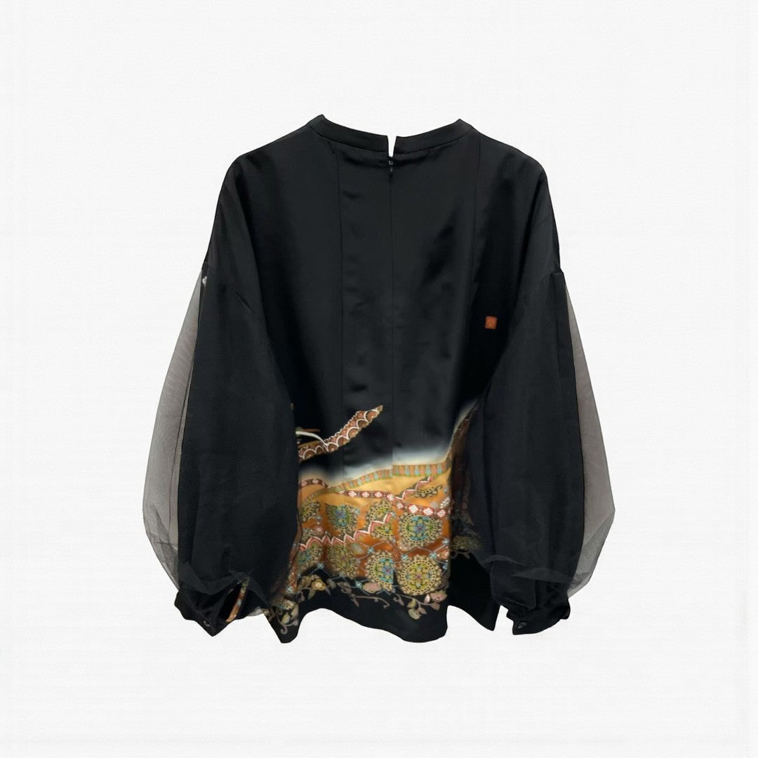 kimono tomesode phoenix tulle blouse