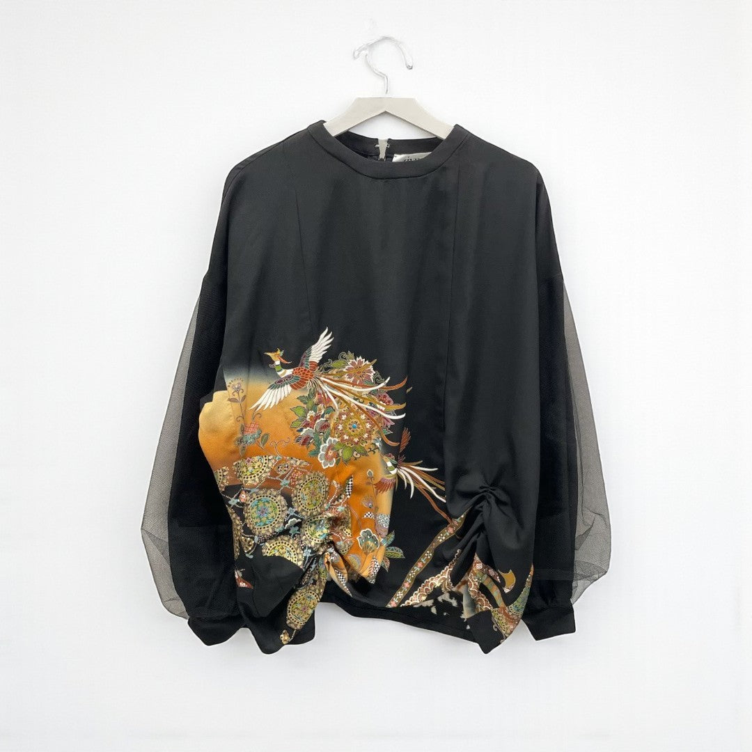 kimono tomesode phoenix tulle blouse