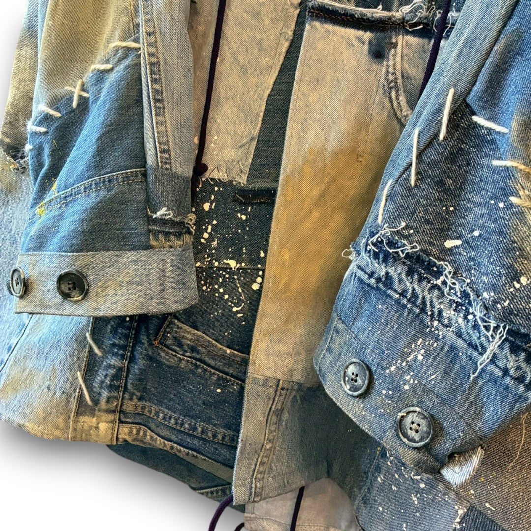 Remake Denim Mods Coat Unisex Upcycled Patchwork Jacket – One of a Kind