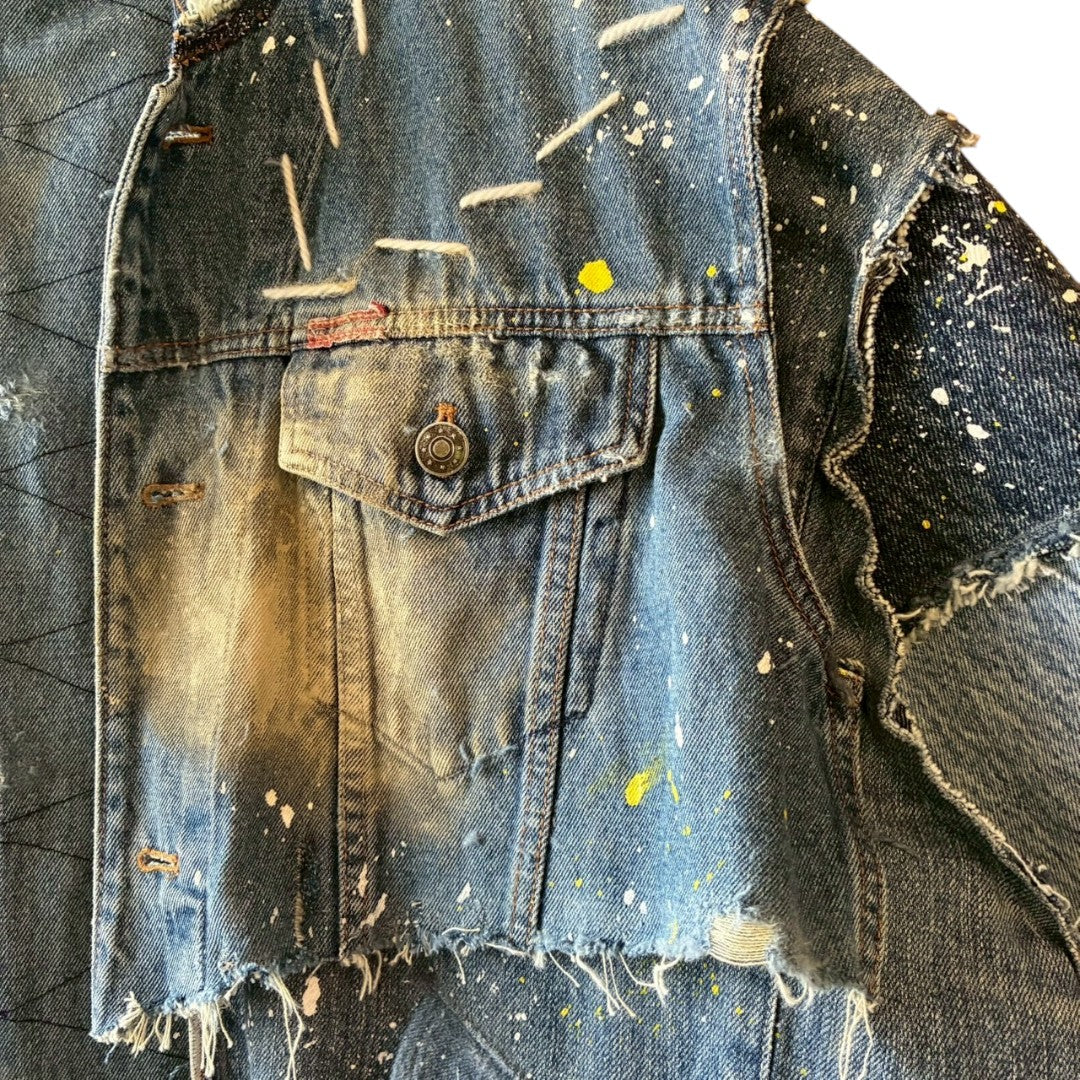 Remake Denim Mods Coat Unisex Upcycled Patchwork Jacket – One of a Kind