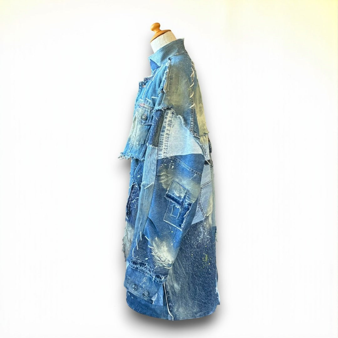 Remake Denim Mods Coat Unisex Upcycled Patchwork Jacket – One of a Kind