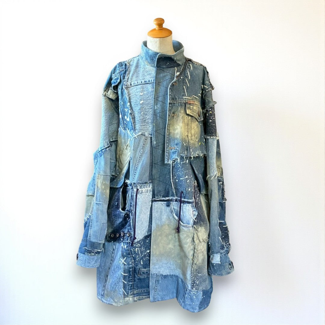Remake Denim Mods Coat Unisex Upcycled Patchwork Jacket – One of a Kind
