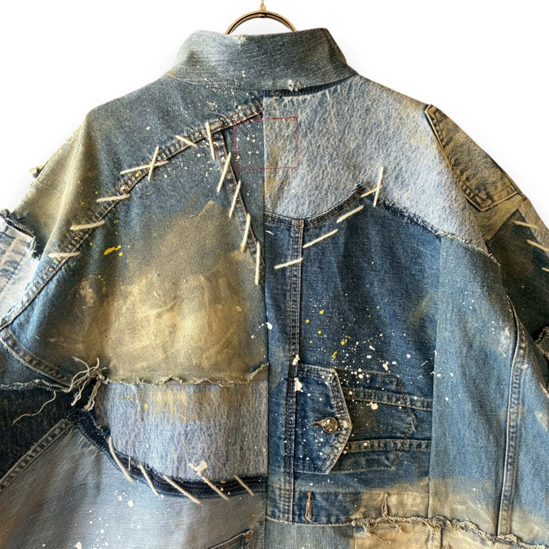 Remake Denim Mods Coat Unisex Upcycled Patchwork Jacket – One of a Kind