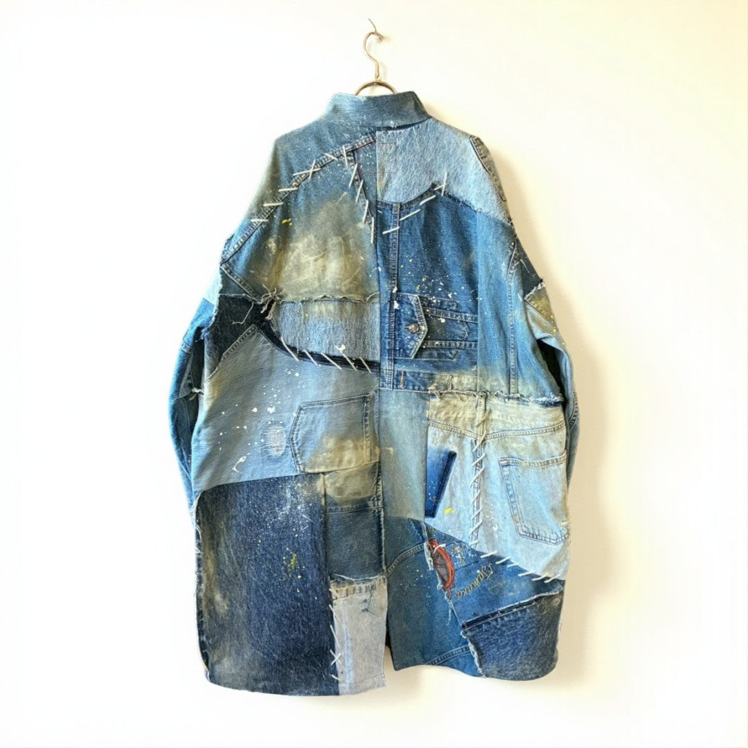 Remake Denim Mods Coat Unisex Upcycled Patchwork Jacket – One of a Kind