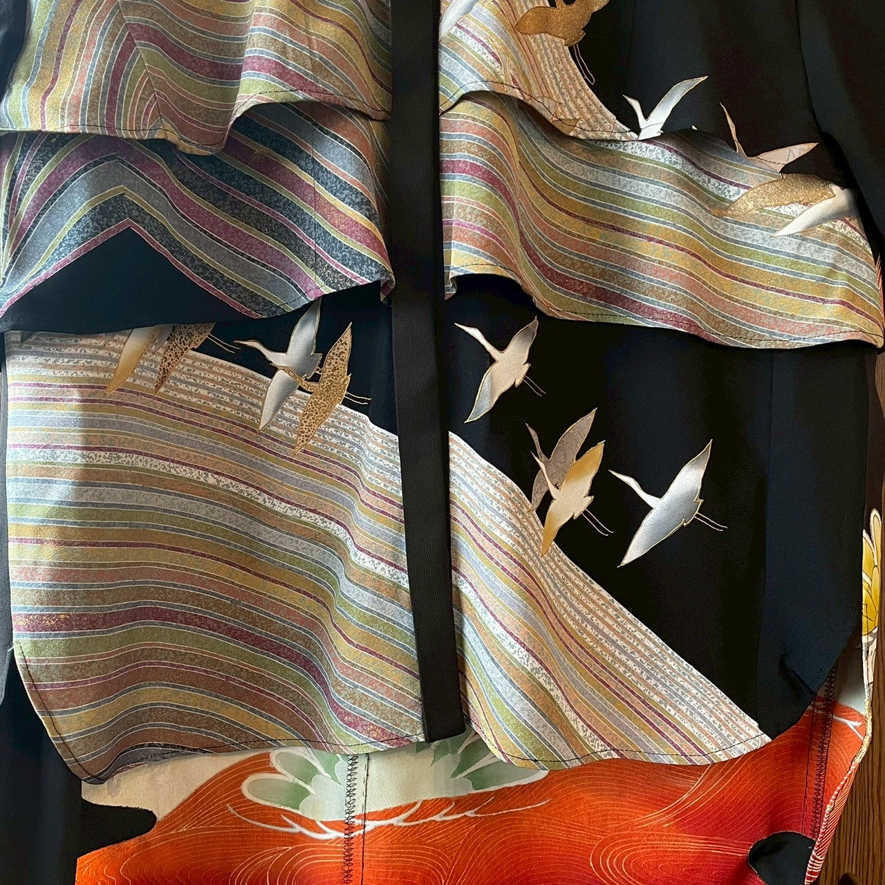 Kimono tiered shirts remake Remake black formal kimono recollect Ariake Garden store