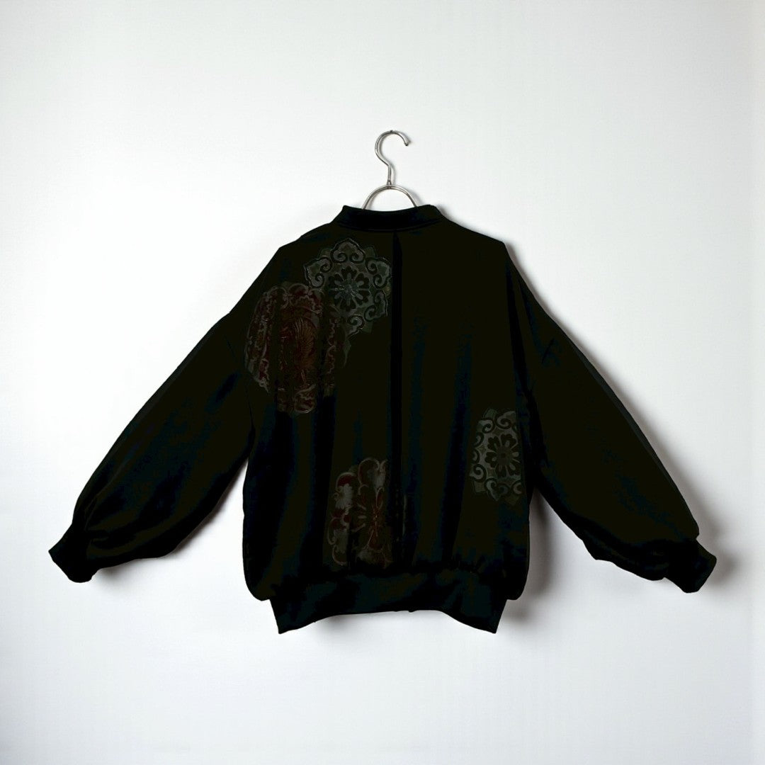 kimono sheer phoenix MA-1 bomber jacket
