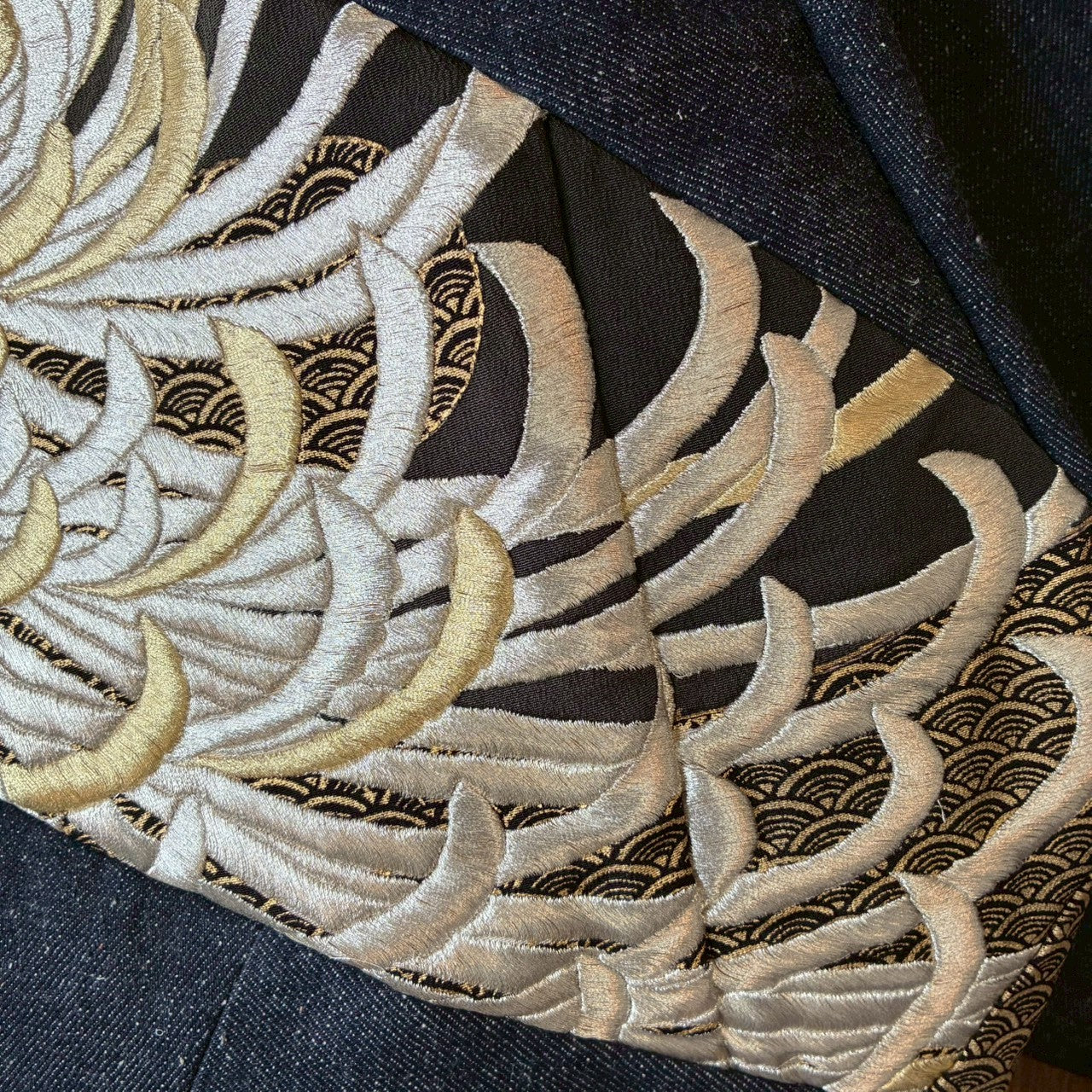 zivun by Nao Reconstructed Kurotomesode MA-1 Jacket | Gold Embroidery | Unisex | One-of-a-Kind | OLD FLIP