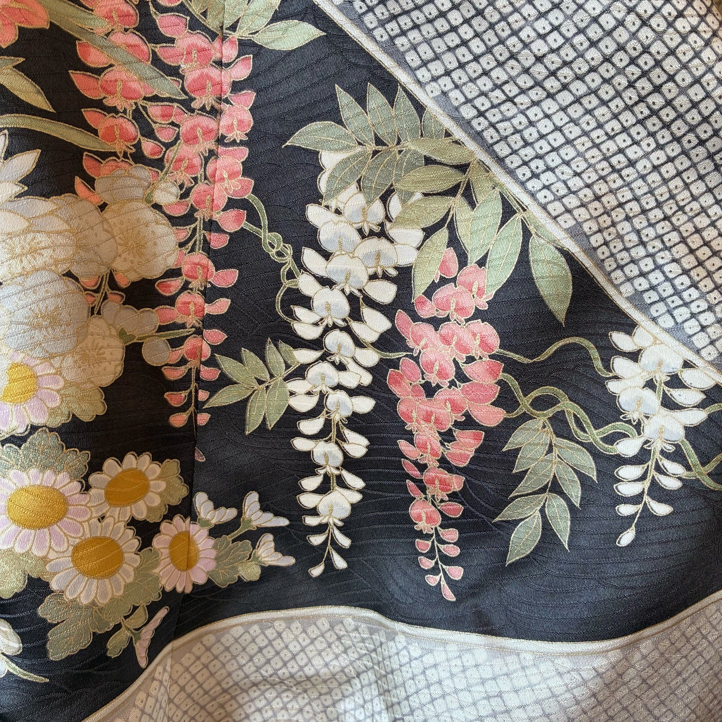 One-of-a-Kind Reconstructed Furisode Kimono MA-1 Jacket | Silver Floral Patchwork Bomber | zivun