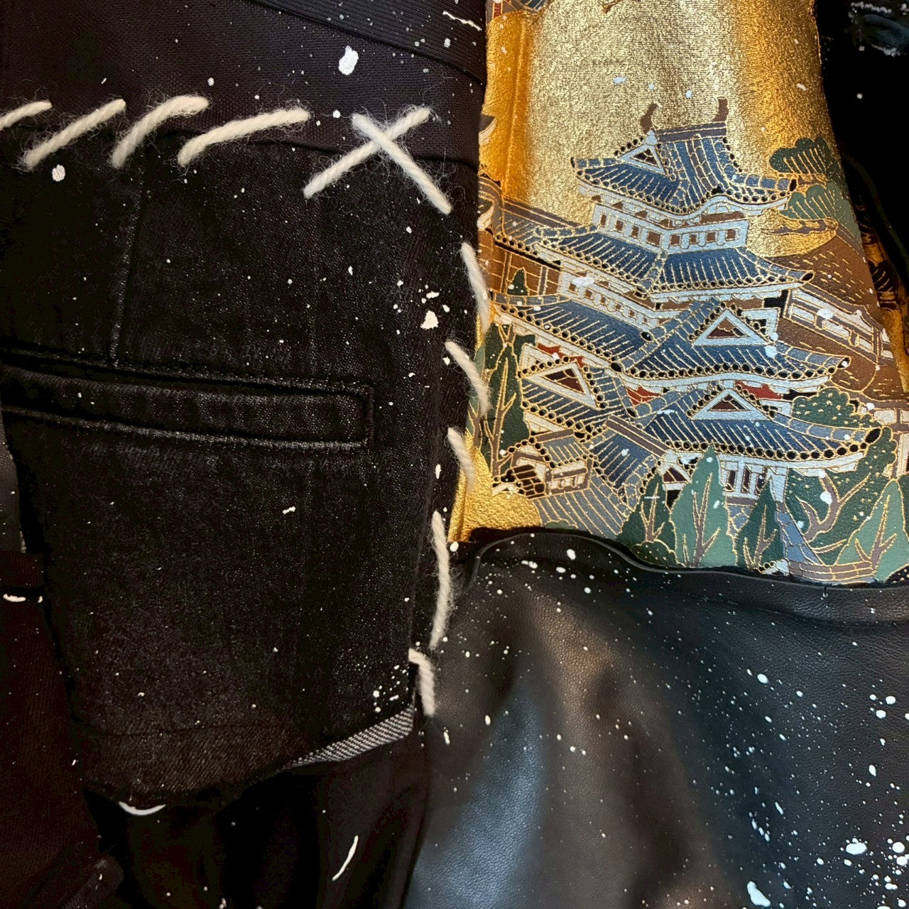 Kurotomesode × Leather Reconstructed MA-1 Jacket – “Aesthetic of Rebellion” | Unisex | One-of-a-kind