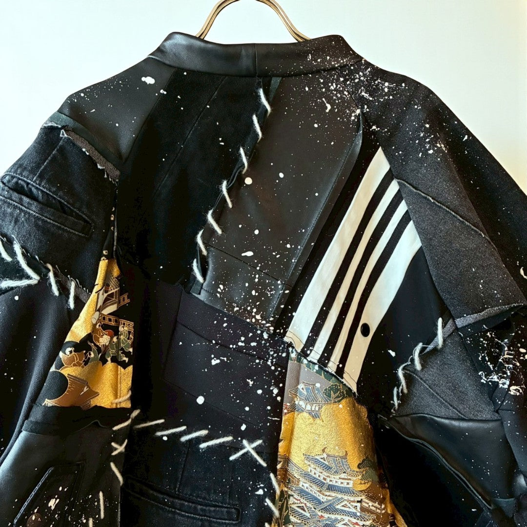 Kurotomesode × Leather Reconstructed MA-1 Jacket – “Aesthetic of Rebellion” | Unisex | One-of-a-kind