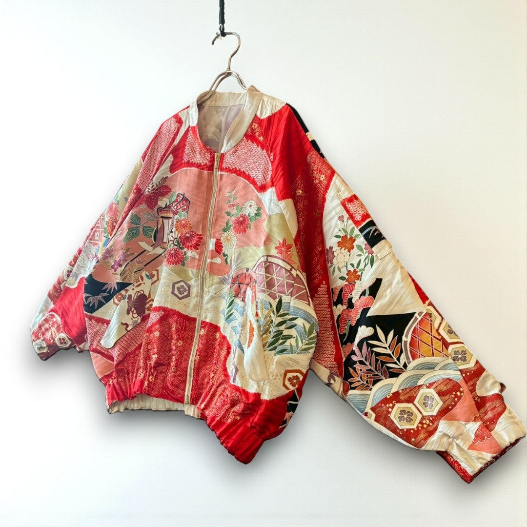 Furisode Reconstructed MA-1 Jacket One-of-a-kind Unisex zivun