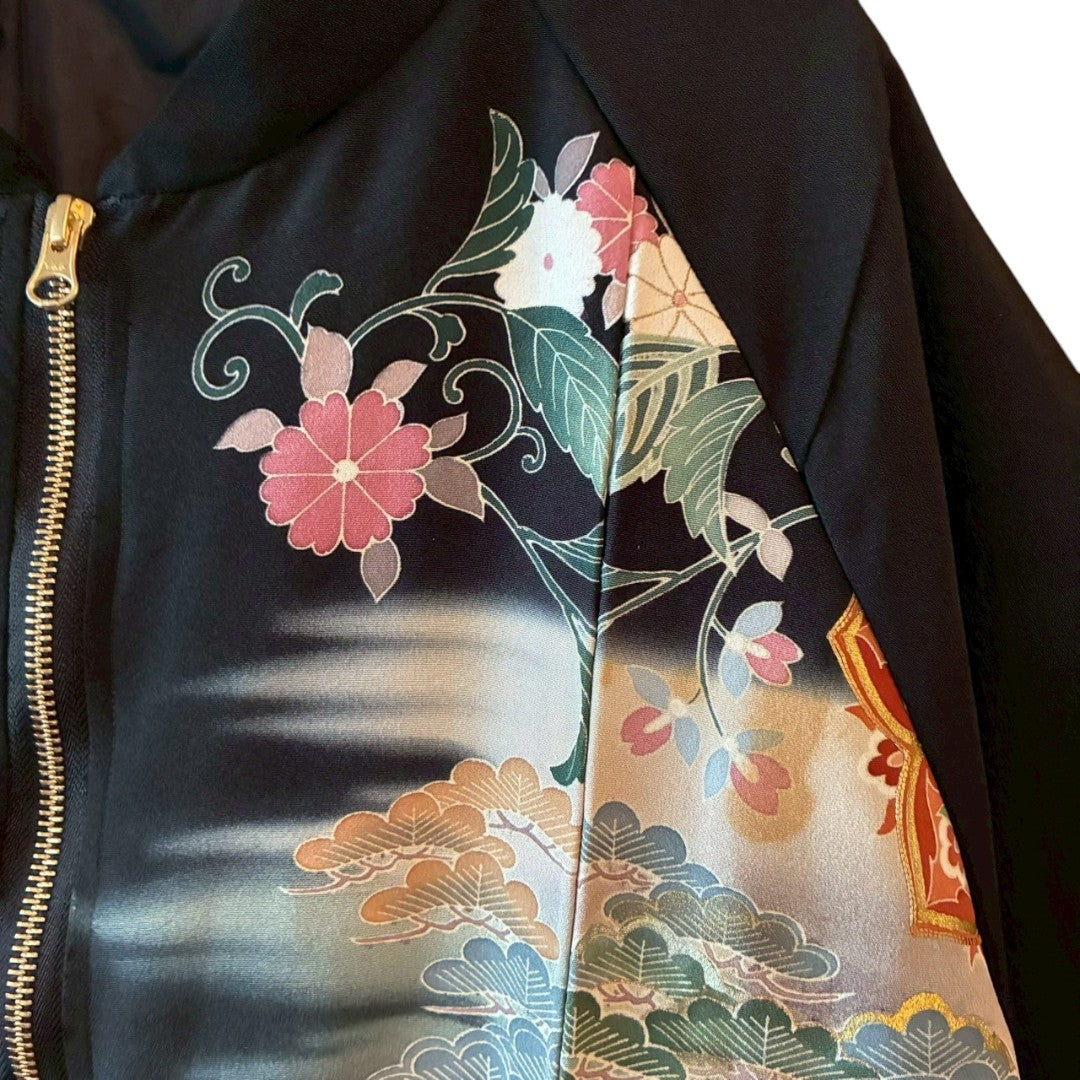 Kurotomesode Reconstructed MA-1 Bomber Jacket Japanese Kimono × Modern Design One-of-a-kind Unisex zivun