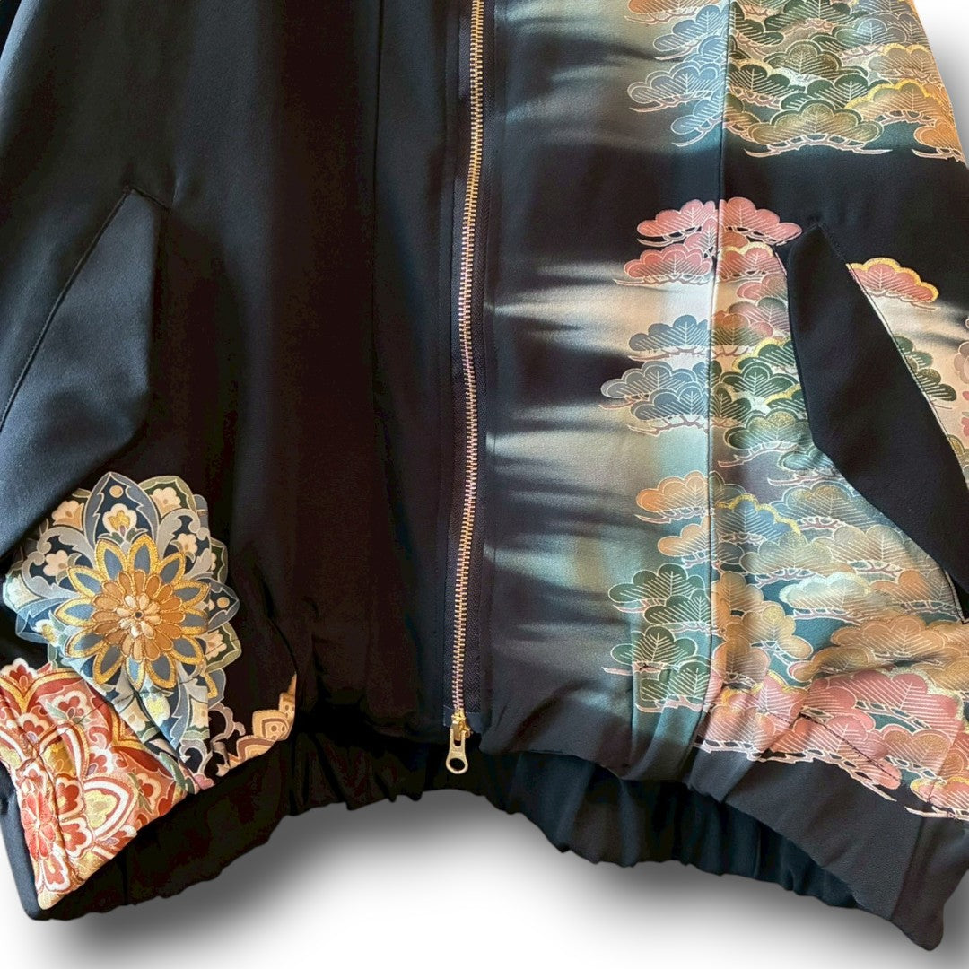 Kurotomesode Reconstructed MA-1 Bomber Jacket Japanese Kimono × Modern Design One-of-a-kind Unisex zivun