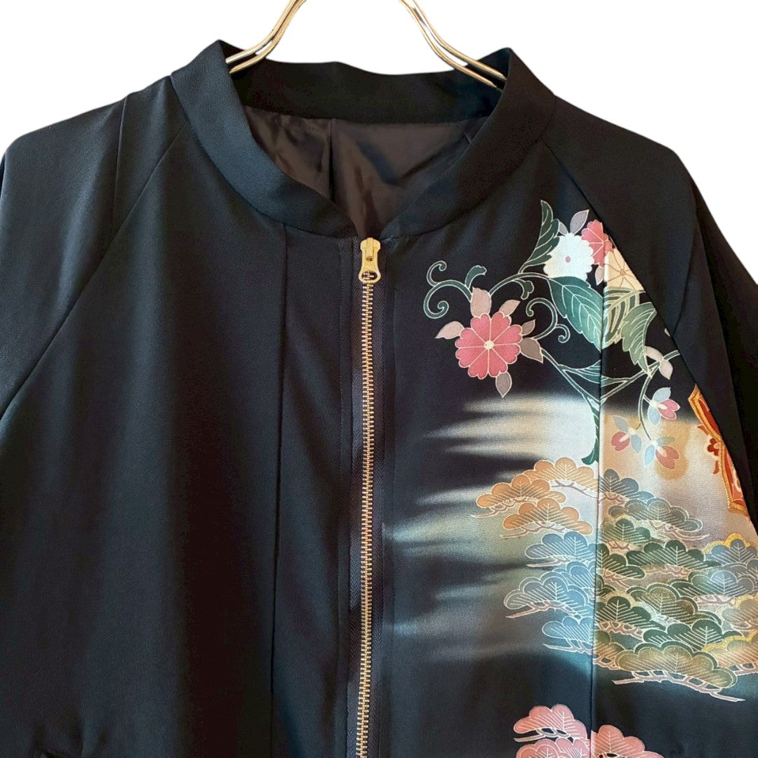 Kurotomesode Reconstructed MA-1 Bomber Jacket Japanese Kimono × Modern Design One-of-a-kind Unisex zivun