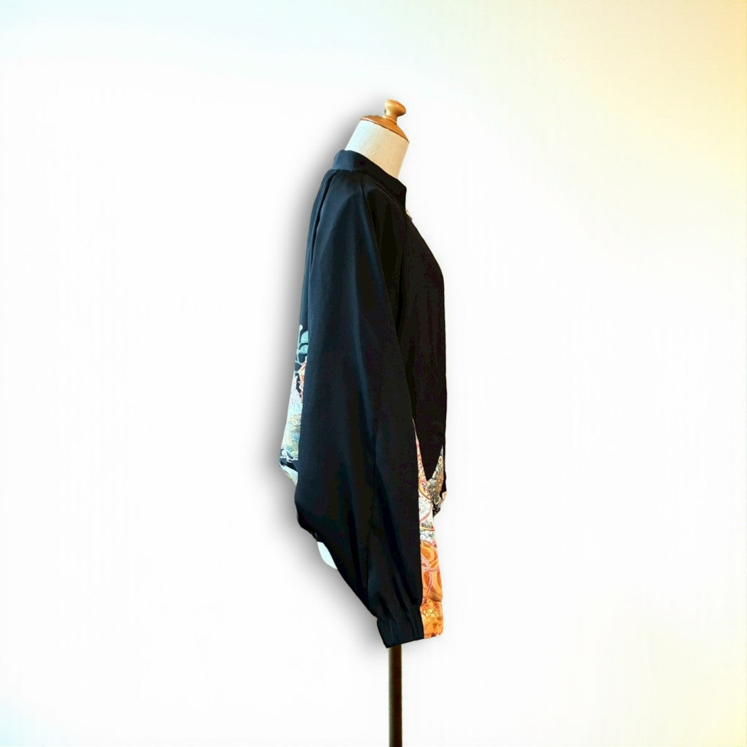 Kurotomesode Reconstructed MA-1 Bomber Jacket Japanese Kimono × Modern Design One-of-a-kind Unisex zivun