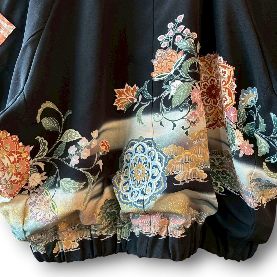 Kurotomesode Reconstructed MA-1 Bomber Jacket Japanese Kimono × Modern Design One-of-a-kind Unisex zivun