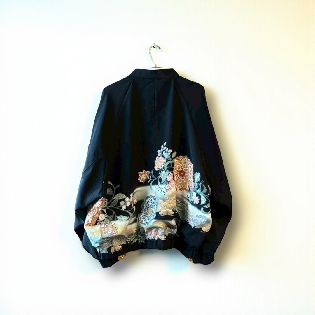 Kurotomesode Reconstructed MA-1 Bomber Jacket Japanese Kimono × Modern Design One-of-a-kind Unisex zivun