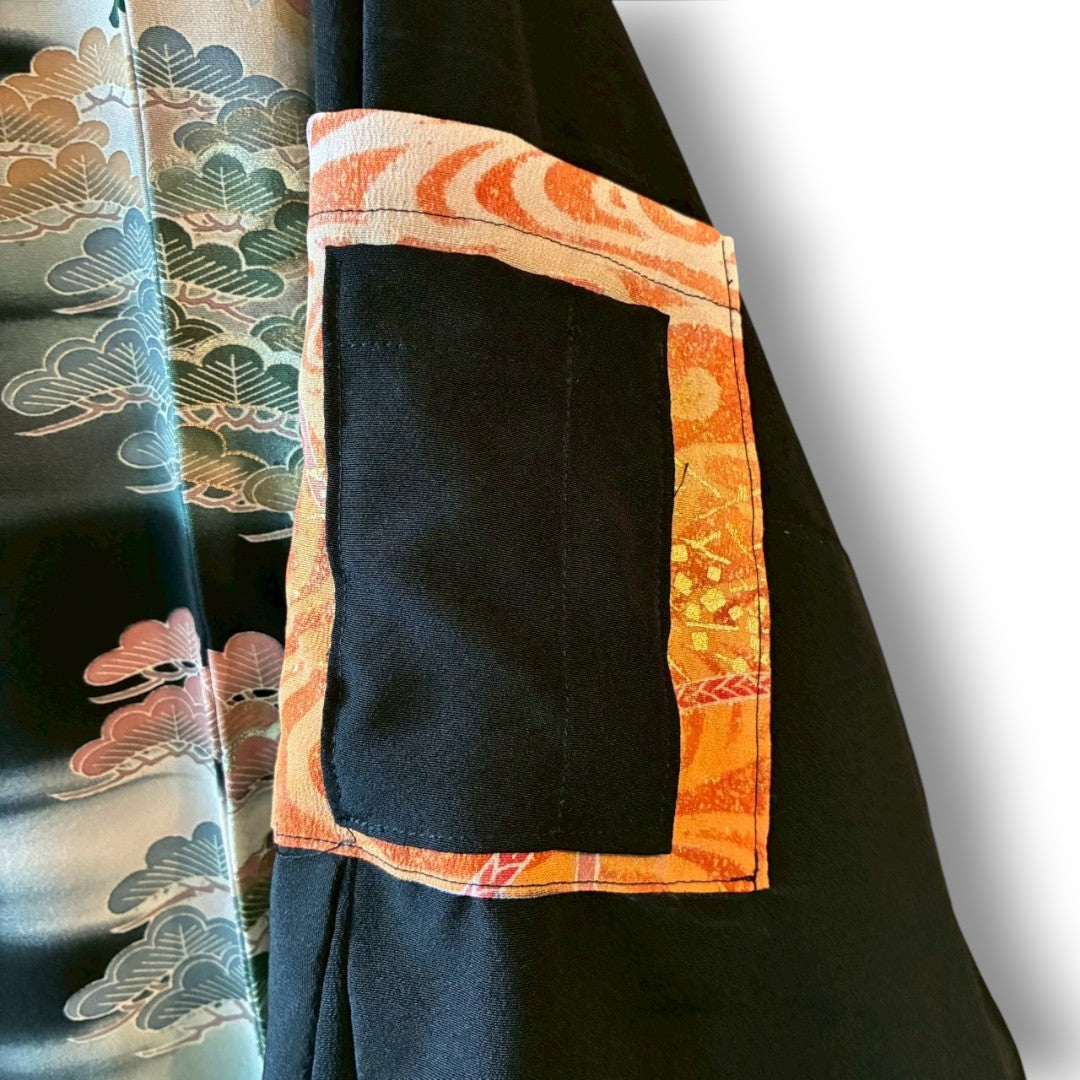 Kurotomesode Reconstructed MA-1 Bomber Jacket Japanese Kimono × Modern Design One-of-a-kind Unisex zivun