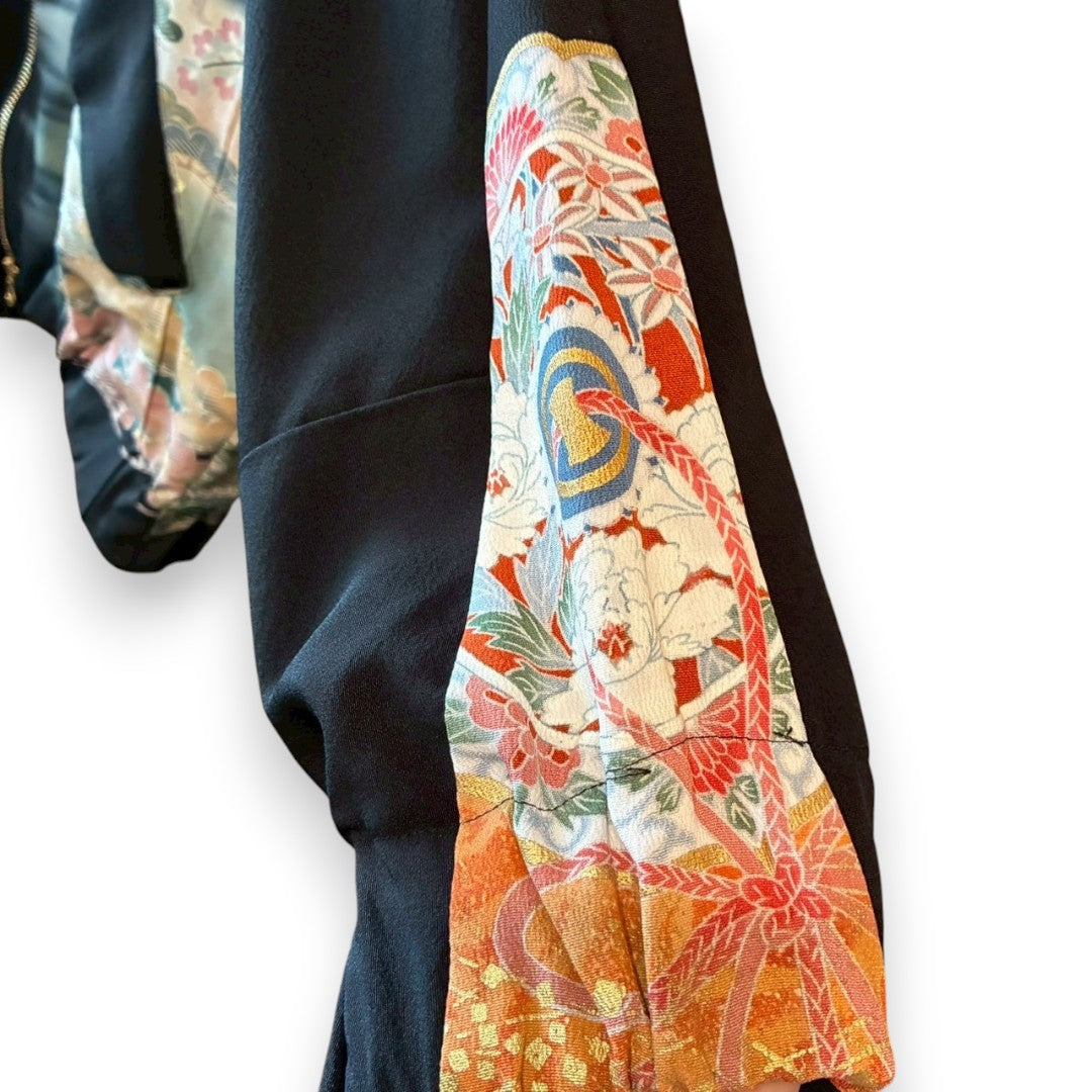 Kurotomesode Reconstructed MA-1 Bomber Jacket Japanese Kimono × Modern Design One-of-a-kind Unisex zivun