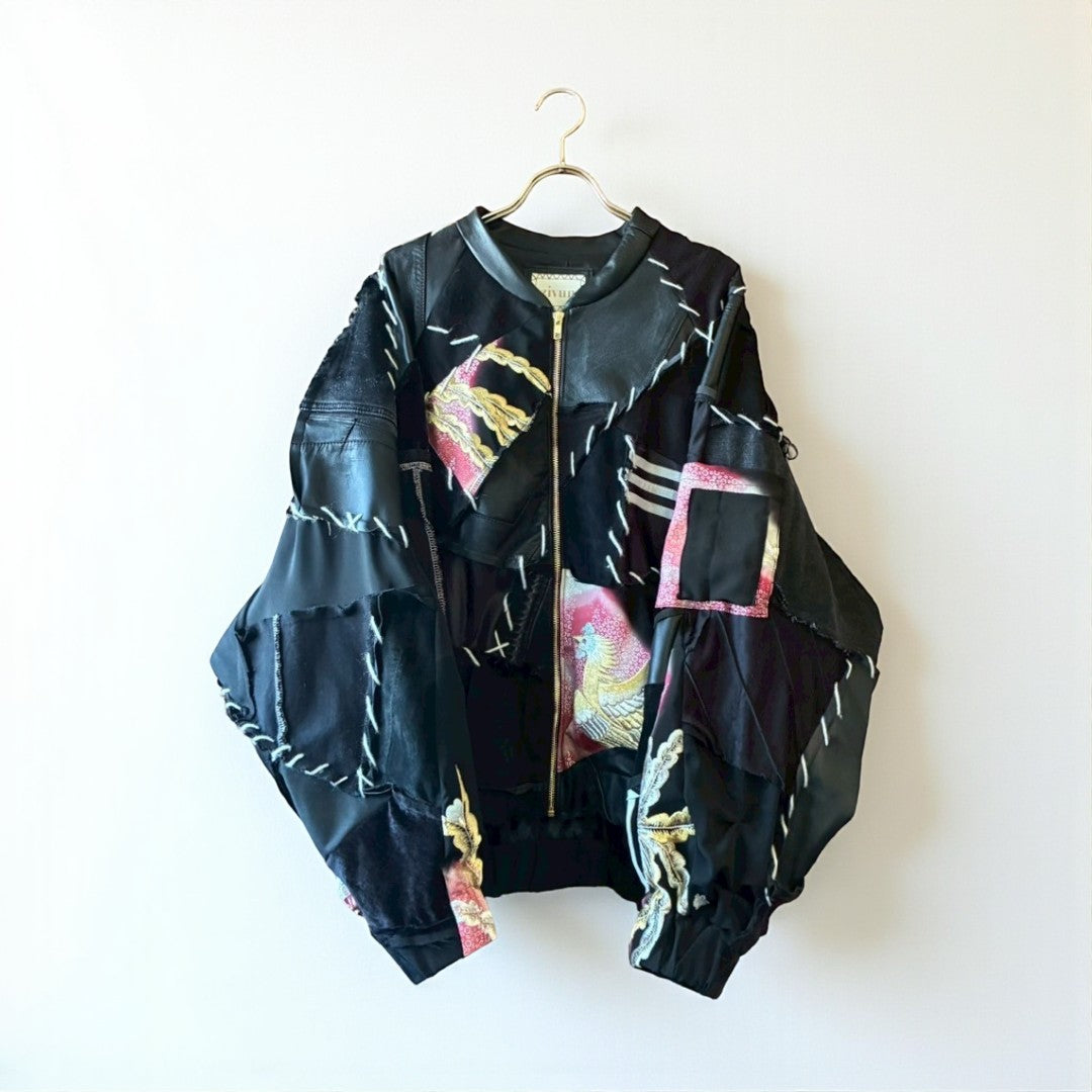 Kurotomesode × Vintage Reconstructed MA-1 Jacket Unisex One-of-a-kind zivun
