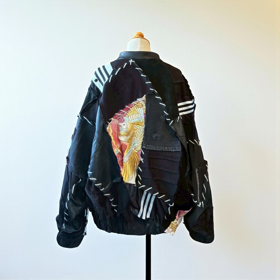 Kurotomesode × Vintage Reconstructed MA-1 Jacket Unisex One-of-a-kind zivun