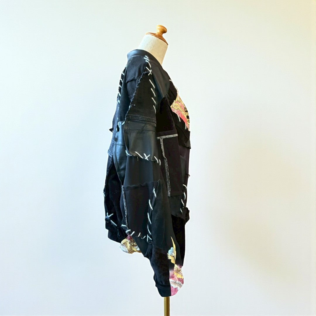 Kurotomesode × Vintage Reconstructed MA-1 Jacket Unisex One-of-a-kind zivun