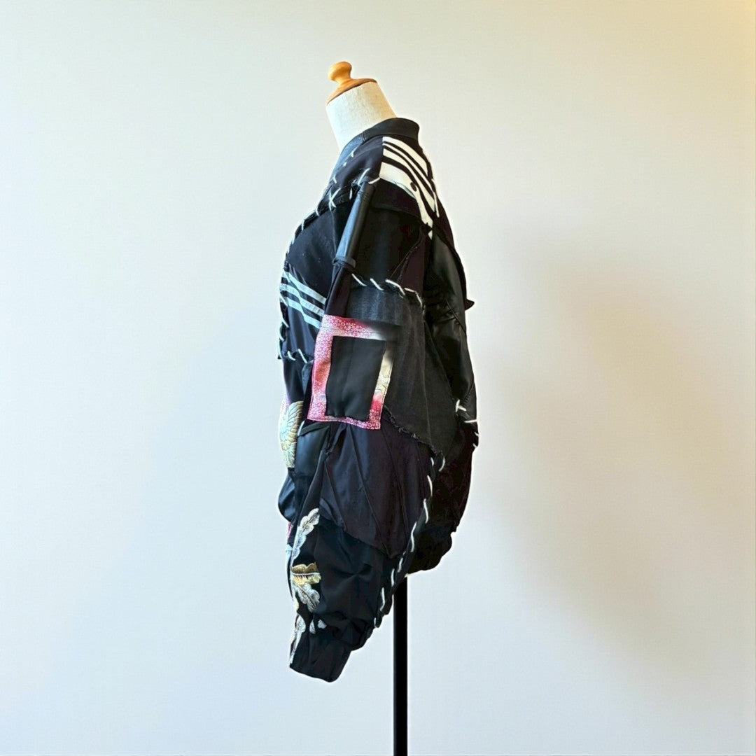 Kurotomesode × Vintage Reconstructed MA-1 Jacket Unisex One-of-a-kind zivun