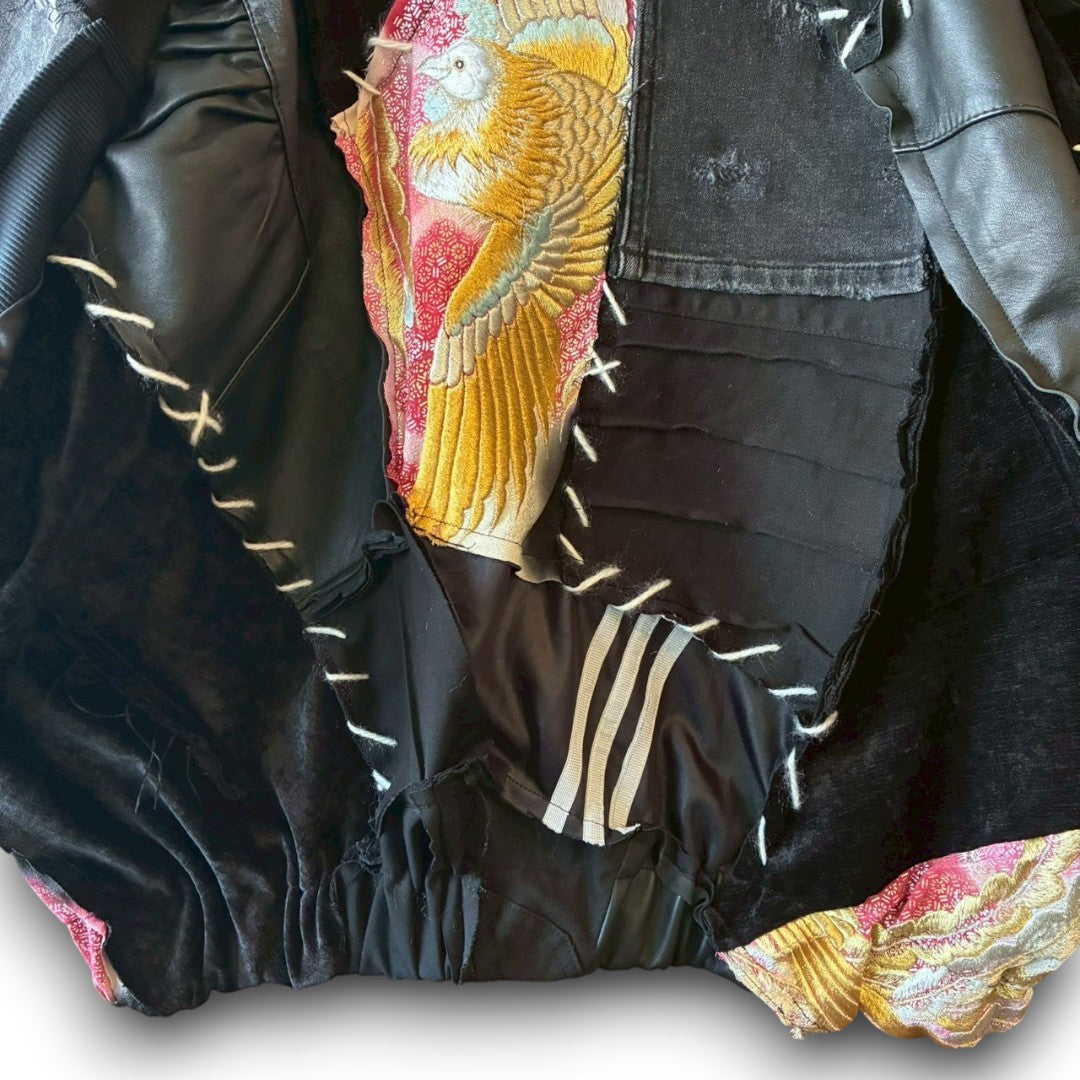 Kurotomesode × Vintage Reconstructed MA-1 Jacket Unisex One-of-a-kind zivun