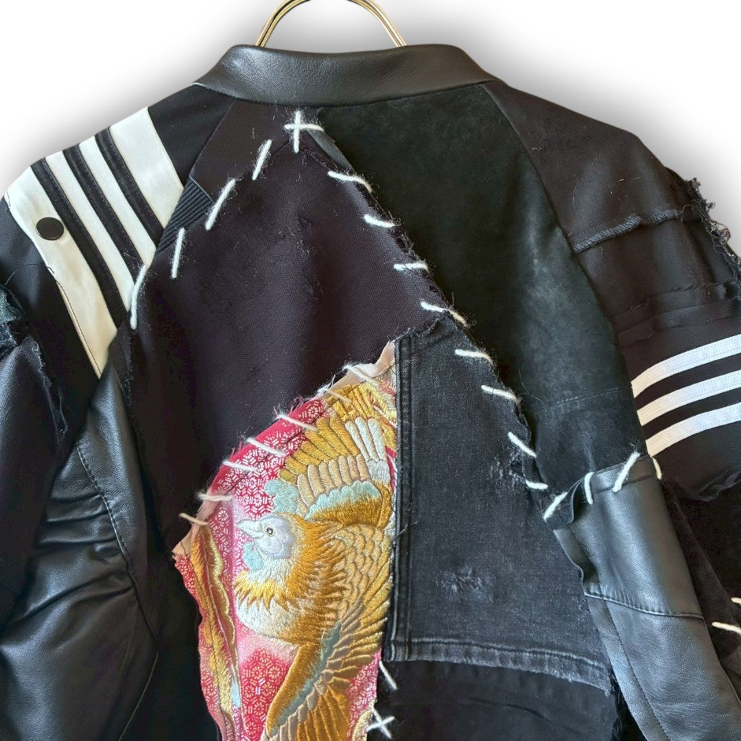 Kurotomesode × Vintage Reconstructed MA-1 Jacket Unisex One-of-a-kind zivun