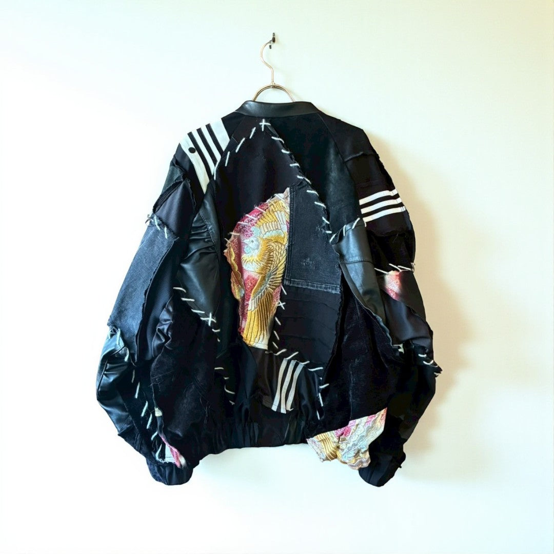 Kurotomesode × Vintage Reconstructed MA-1 Jacket Unisex One-of-a-kind zivun
