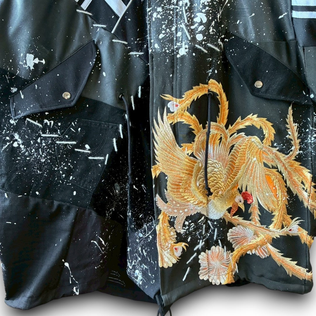 Zivun Kimono-Mix Reconstructed Mods Coat One-of-a-Kind Unisex Japanese Outerwear