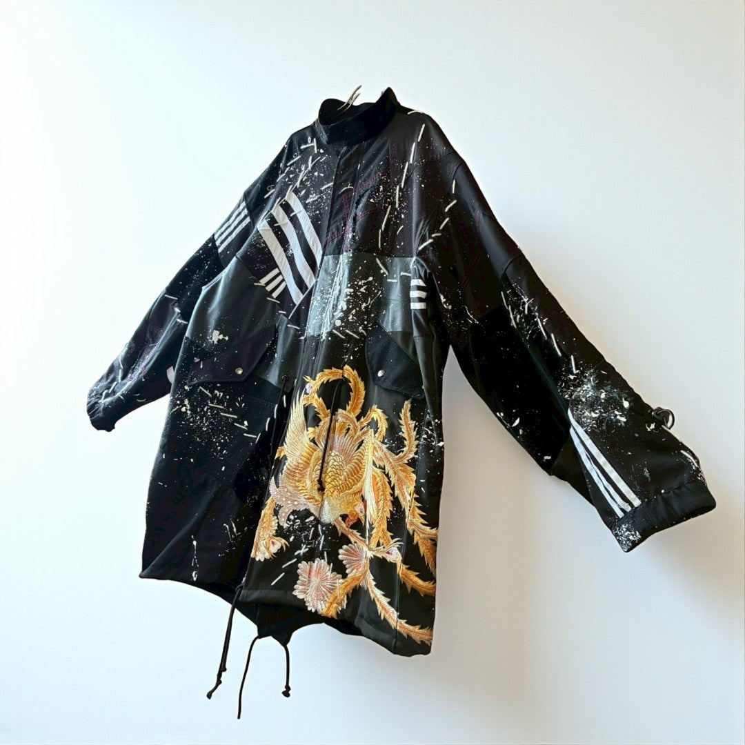 Zivun Kimono-Mix Reconstructed Mods Coat One-of-a-Kind Unisex Japanese Outerwear
