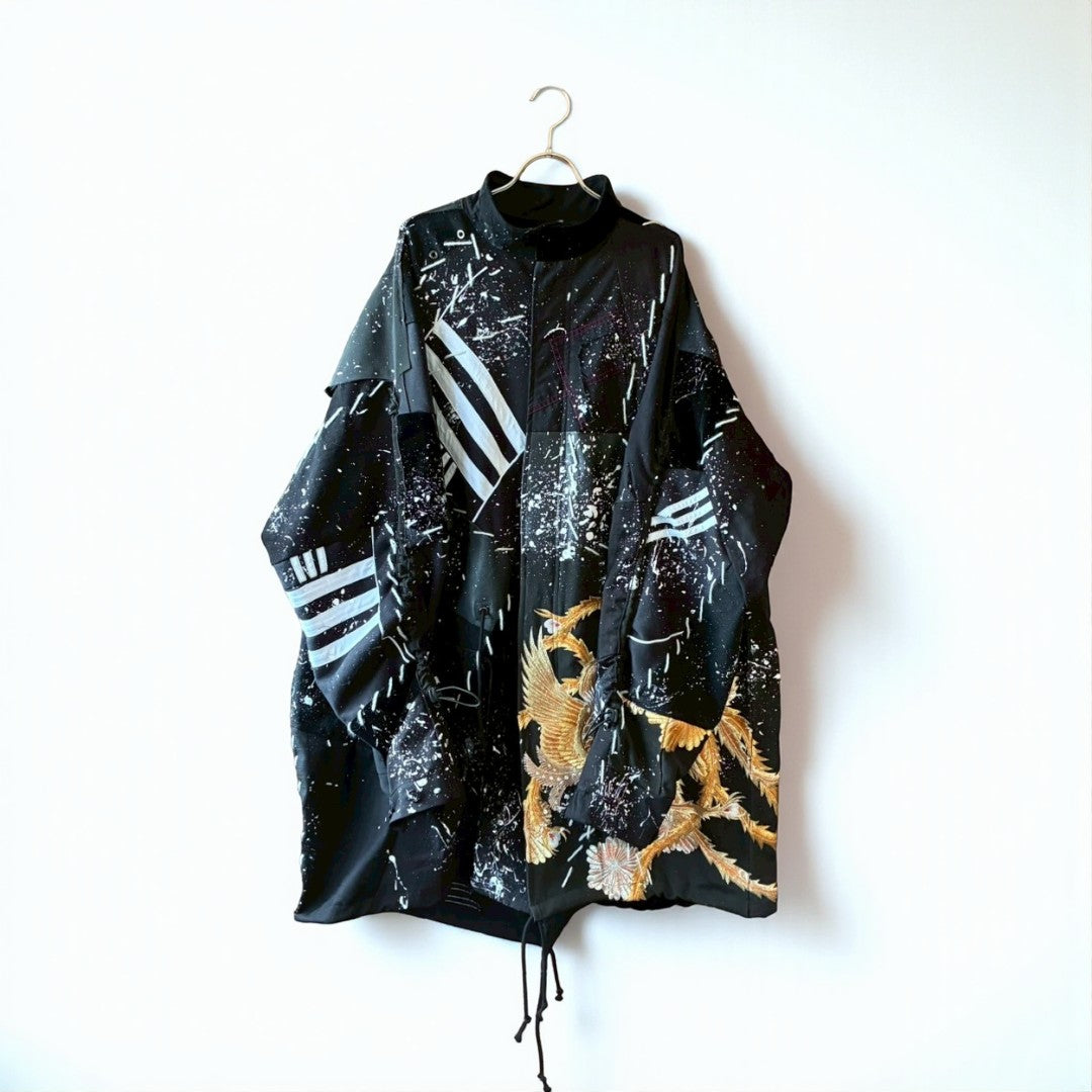 Zivun Kimono-Mix Reconstructed Mods Coat One-of-a-Kind Unisex Japanese Outerwear
