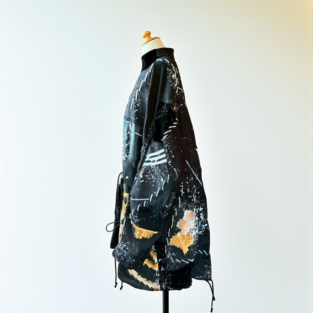 Zivun Kimono-Mix Reconstructed Mods Coat One-of-a-Kind Unisex Japanese Outerwear